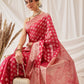 Hiral Fashion Pink Banarasi Organza Silk Floral Woven Design Saree | Swadesiicart