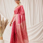 Hiral Fashion Pink Banarasi Organza Silk Floral Woven Design Saree | Swadesiicart