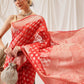 Hiral Fashion Red Banarasi Organza Silk Floral Woven Design Saree | Swadesiicart