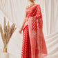 Hiral Fashion Red Banarasi Organza Silk Floral Woven Design Saree | Swadesiicart