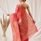 Hiral Fashion Red Banarasi Organza Silk Floral Woven Design Saree | Swadesiicart