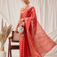 Hiral Fashion Red Banarasi Organza Silk Floral Woven Design Saree | Swadesiicart