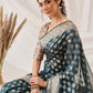 Hiral Fashion Teal Banarasi Organza Silk Floral Woven Design Saree | Swadesiicart