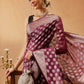 Hiral Fashion Purple Banarasi Organza Silk Floral Woven Design Saree | Swadesiicart