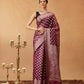 Hiral Fashion Purple Banarasi Organza Silk Floral Woven Design Saree | Swadesiicart