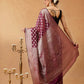 Hiral Fashion Purple Banarasi Organza Silk Floral Woven Design Saree | Swadesiicart
