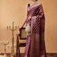 Hiral Fashion Purple Banarasi Organza Silk Floral Woven Design Saree | Swadesiicart