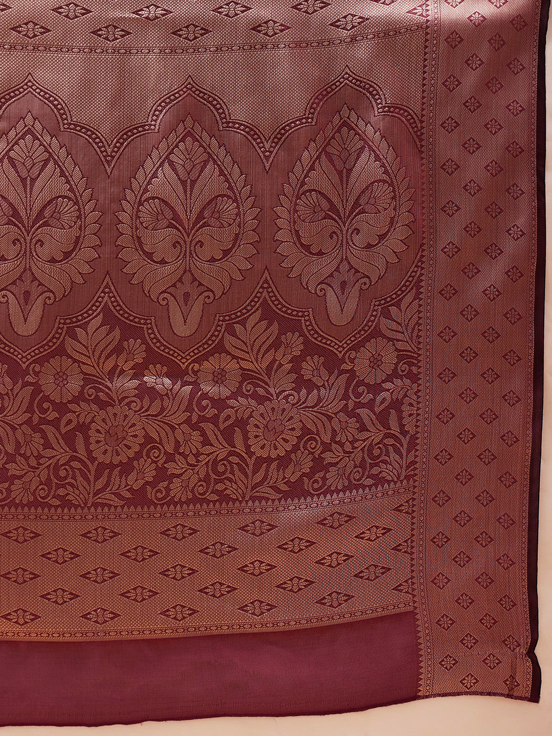 Hiral Fashion Purple Banarasi Organza Silk Floral Woven Design Saree | Swadesiicart