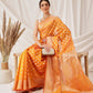 Hiral Fashion Yellow Banarasi Organza Silk Floral Woven Design Saree | Swadesiicart