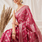 Hiral Fashion Pink Banarasi Organza Silk Lahariya Woven Design Saree | Swadesiicart
