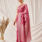 Hiral Fashion Pink Banarasi Organza Silk Lahariya Woven Design Saree | Swadesiicart
