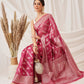 Hiral Fashion Pink Banarasi Organza Silk Lahariya Woven Design Saree | Swadesiicart