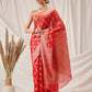 Hiral Fashion Red Banarasi Organza Silk Lahariya Woven Design Saree | Swadesiicart
