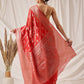 Hiral Fashion Red Banarasi Organza Silk Lahariya Woven Design Saree | Swadesiicart