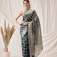 Hiral Fashion Teal Banarasi Organza Silk Lahariya Woven Design Saree | Swadesiicart
