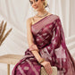 Hiral Fashion Purple Banarasi Organza Silk Lahariya Woven Design Saree | Swadesiicart
