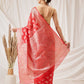 Hiral Fashion Red Banarasi Organza Silk Abstract Woven Design Saree | Swadesiicart