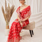 Hiral Fashion Red Banarasi Organza Silk Abstract Woven Design Saree | Swadesiicart