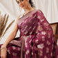 Hiral Fashion Purple Banarasi Organza Silk Abstract Woven Design Saree | Swadesiicart