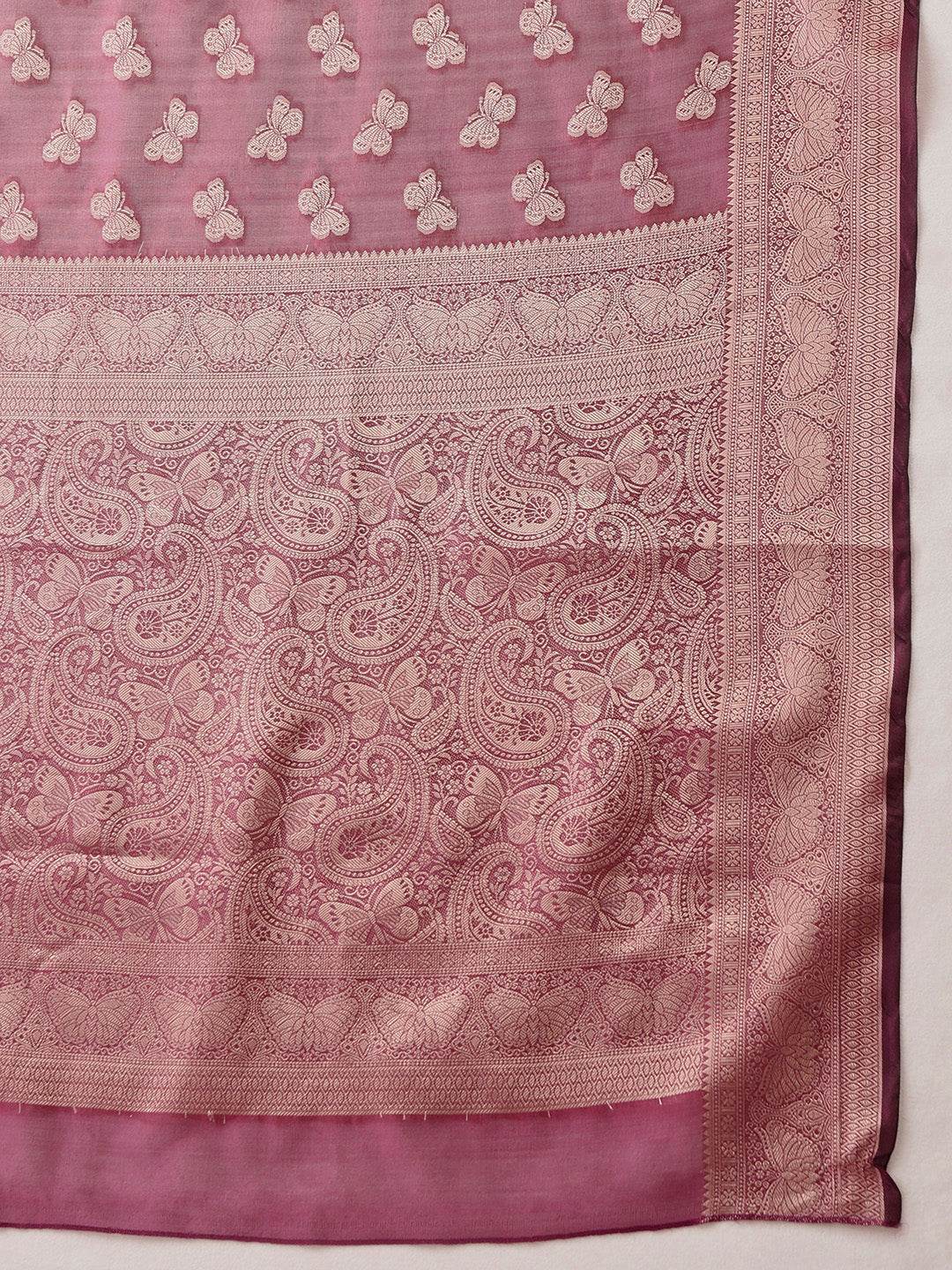 Hiral Fashion Purple Banarasi Organza Silk Abstract Woven Design Saree | Swadesiicart