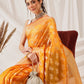 Hiral Fashion Yellow Banarasi Organza Silk Abstract Woven Design Saree | Swadesiicart