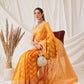 Hiral Fashion Yellow Banarasi Organza Silk Abstract Woven Design Saree | Swadesiicart