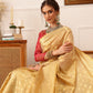 Hiral Fashion Beige Kanjivaram Tissue Silk Floral Zari Woven Saree | Swadesiicart