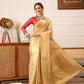 Hiral Fashion Beige Kanjivaram Tissue Silk Floral Zari Woven Saree | Swadesiicart