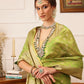 Hiral Fashion Green Kanjivaram Tissue Silk Floral Zari Woven Saree | Swadesiicart