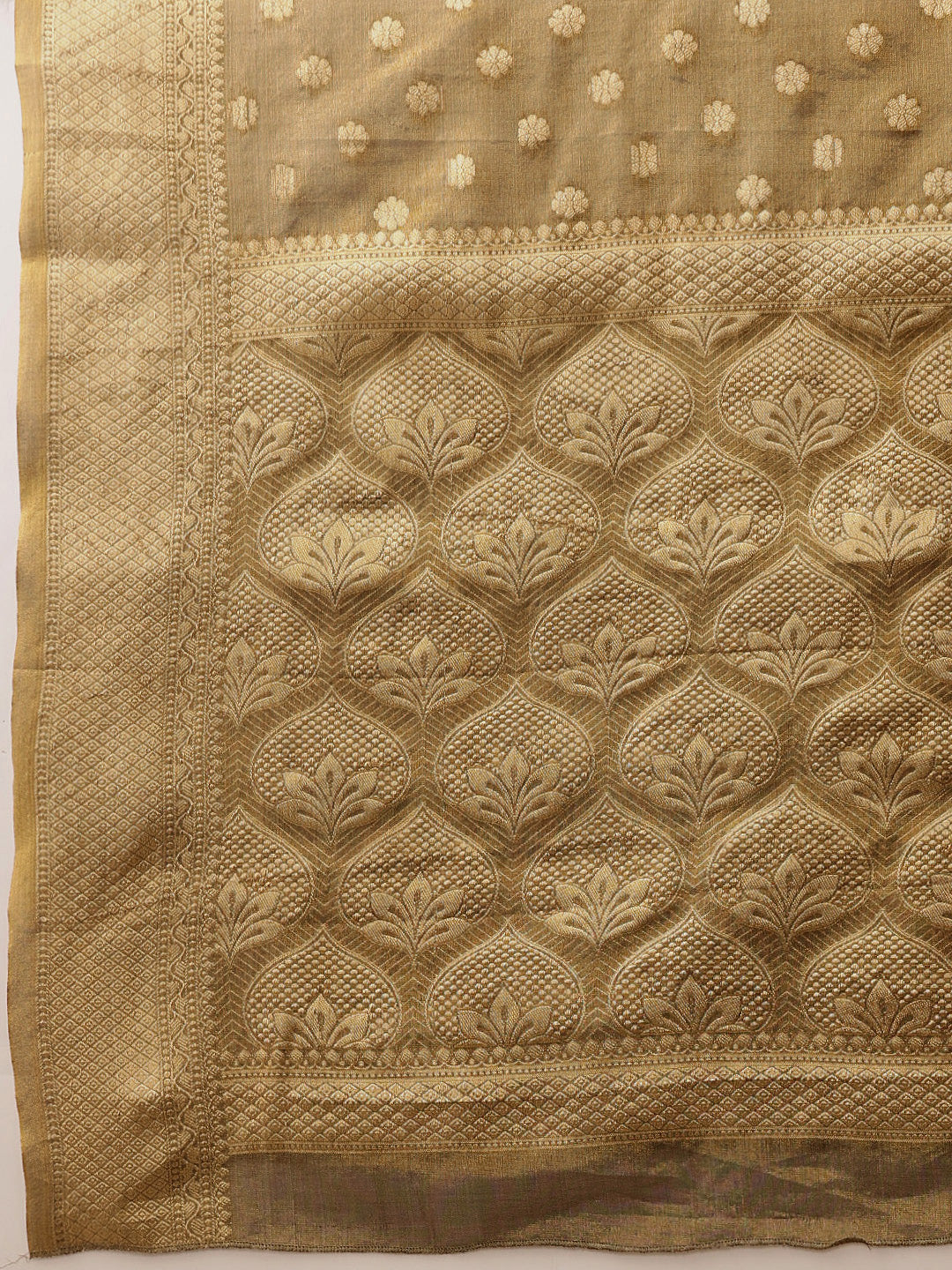 Hiral Fashion Grey Kanjivaram Tissue Silk Floral Zari Woven Saree | Swadesiicart