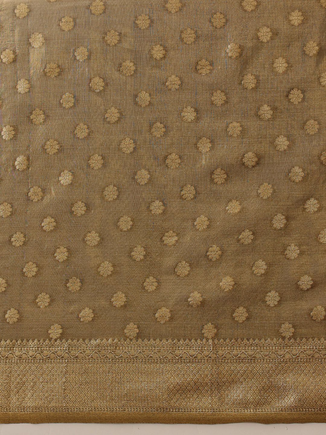 Hiral Fashion Grey Kanjivaram Tissue Silk Floral Zari Woven Saree | Swadesiicart