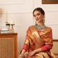 Hiral Fashion Peach Kanjivaram Tissue Silk Floral Zari Woven Saree | Swadesiicart