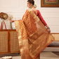 Hiral Fashion Peach Kanjivaram Tissue Silk Floral Zari Woven Saree | Swadesiicart
