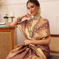 Hiral Fashion Purple Kanjivaram Tissue Silk Floral Zari Woven Saree | Swadesiicart