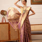 Hiral Fashion Purple Kanjivaram Tissue Silk Floral Zari Woven Saree | Swadesiicart