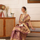 Hiral Fashion Purple Kanjivaram Tissue Silk Floral Zari Woven Saree | Swadesiicart