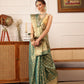 Hiral Fashion Teal Kanjivaram Tissue Silk Floral Zari Woven Saree | Swadesiicart