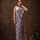Gray Cotton Blend Digital Print Abstract Saree with Unstitched Blouse - Hiral Fashion | Swadesiicart