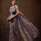 Gray Cotton Blend Digital Print Abstract Saree with Unstitched Blouse - Hiral Fashion | Swadesiicart