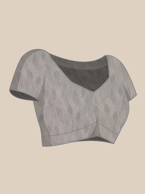Gray Cotton Blend Digital Print Abstract Saree with Unstitched Blouse - Hiral Fashion | Swadesiicart