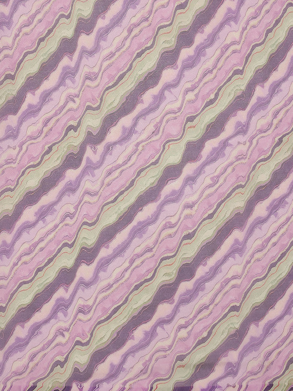 Lavender Cotton Blend Digital Print Abstract Saree with Unstitched Blouse - Hiral Fashion | Swadesiicart