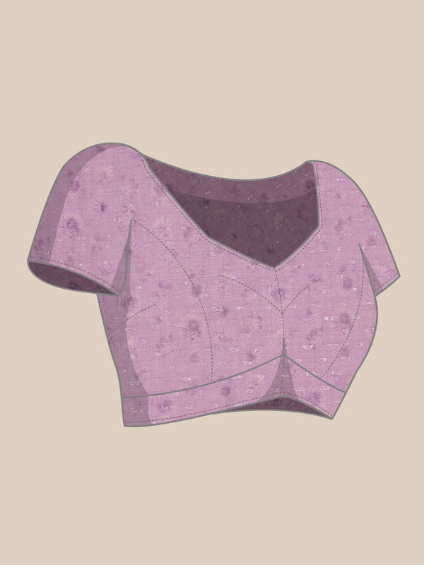 Lavender Cotton Blend Digital Print Abstract Saree with Unstitched Blouse - Hiral Fashion | Swadesiicart
