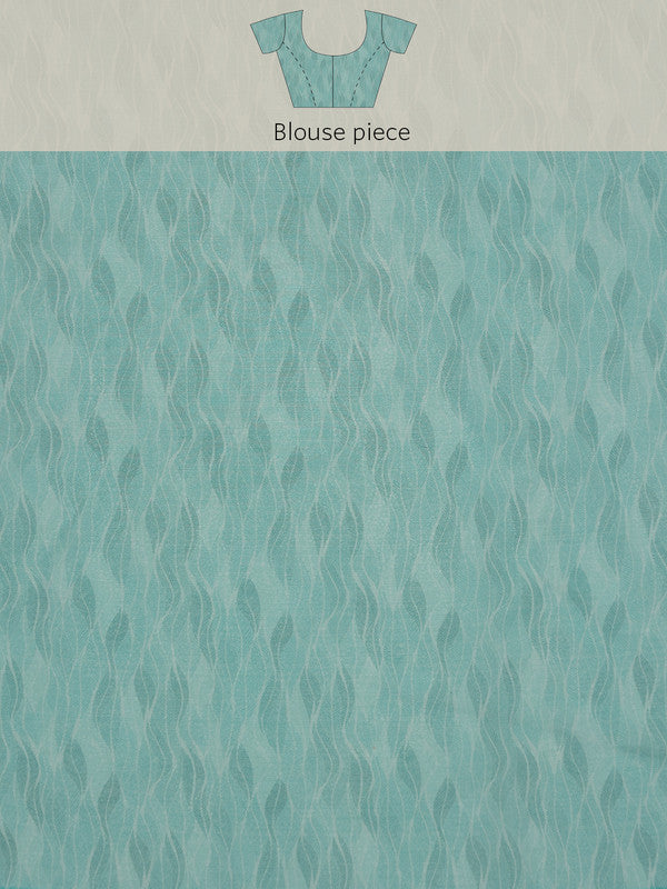 Turquoise Cotton Blend Digital Print Abstract Saree with Unstitched Blouse - Hiral Fashion | Swadesiicart