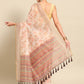 Beige Pure Cotton Printed Floral Saree with Unstitched Blouse - Hiral Fashion | Swadesiicart