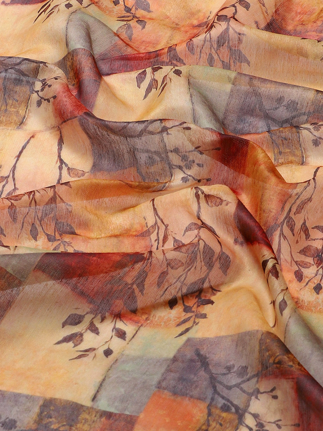 Multicolor Pure Cotton Printed Floral Saree with Unstitched Blouse - Hiral Fashion | Swadesiicart