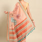 Peach Pure Cotton Printed Floral Saree with Unstitched Blouse - Hiral Fashion | Swadesiicart