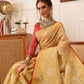 Hiral Fashion Beige Banarasi Kota Doria Woven Design Zari Woven Saree | Swadesiicart