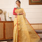 Hiral Fashion Beige Banarasi Kota Doria Woven Design Zari Woven Saree | Swadesiicart