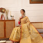 Hiral Fashion Beige Banarasi Kota Doria Woven Design Zari Woven Saree | Swadesiicart