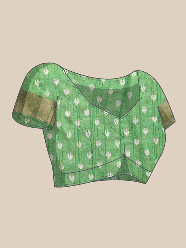Green Silk Blend Digital Print Floral Saree with Unstitched Blouse - Hiral Fashion | Swadesiicart